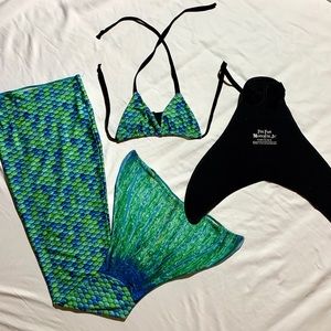 Mermaid green Fin Fun tail monofin & bikini top